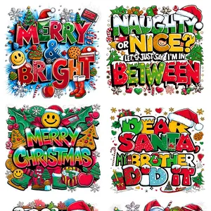 Christmas merry and bright Family Christmas DTF gang sheet 23x60 inches and 9 large prints and 7 kids size