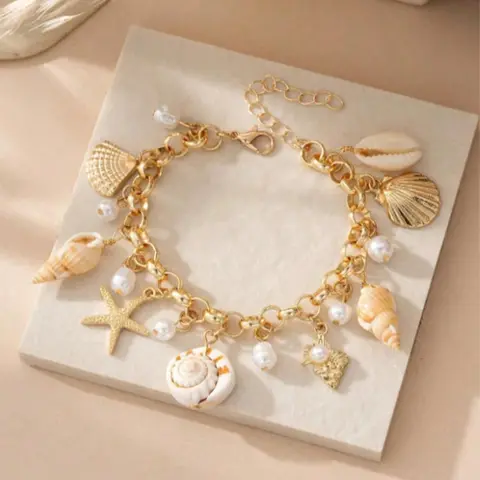 Bohemian Ocean Starfish Shell Pearl Beaded Bracelet, Multi-Layer Beach Vacation Bracelet for Women, Perfect Summer Party & Holiday Accessory, Charm Bracelets, Faux Pearl Jewelry, Exquisite Trendy Bracelet, Pretty Bracelet, Beautiful Bracelets