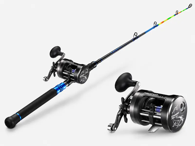 deep sea fishing rod and reel brake Heavy Saltwater Trolling/ Drop The Shimano Tiagra/Offshore Angler Ocean Master Stand Telescopic Sea Lure Baitcasting Combo
