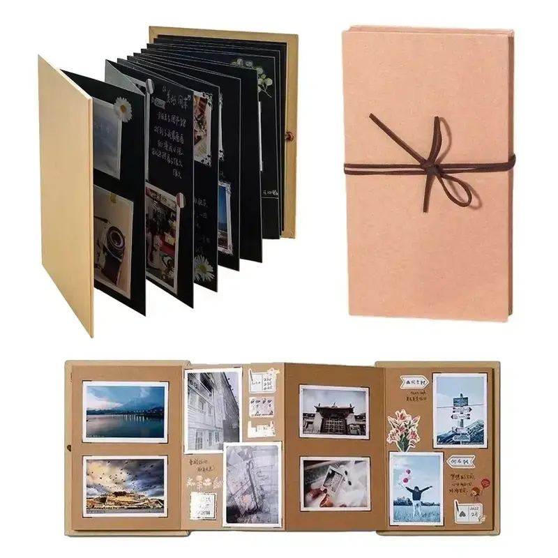 10 Pages Accordion Folding Diy Small Photo Album This Kraft Paper Growing Souvenir Book Creative Gift Folding Type