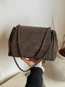 Women's Modern Casual Fashionable Shoulder Bag with Adjustable Chain Strap, Soft Matte PU, Foldable, Lightweight Large-Capacity Commuter Shoulder Bag, Casual Crossbody Bags