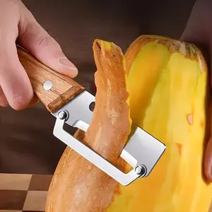 Wooden Handled Peeler, Sturdy Single-Pack Kitchen Utensil with Stainless Steel Blade - Multi-Functional Vegetable Fruit Utensils for Essential Peeling Tasks