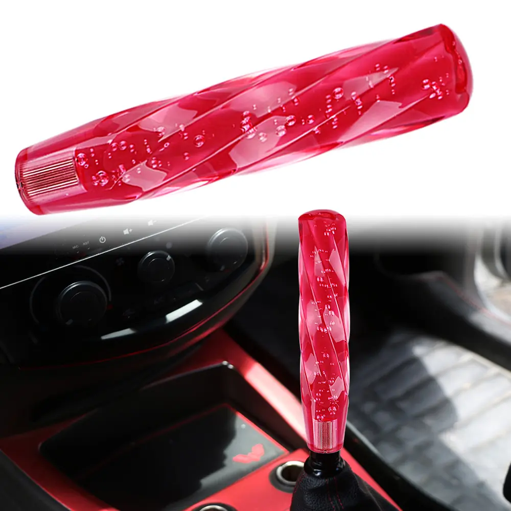 VIP 200mm Transparent Manual Red Diamond Crystal Bubble Shift Knob Universal