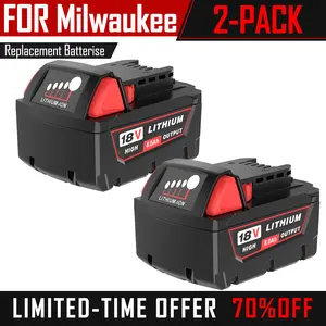 2Pack 18V 8.0Ah Replace for Milwaukee M18 Battery 48-11-1850 48-11-1840 48-11-1852 48-11-1815 Cordless Power Tools Lithium-Ion Battery volt replacement capacity long-lasting high