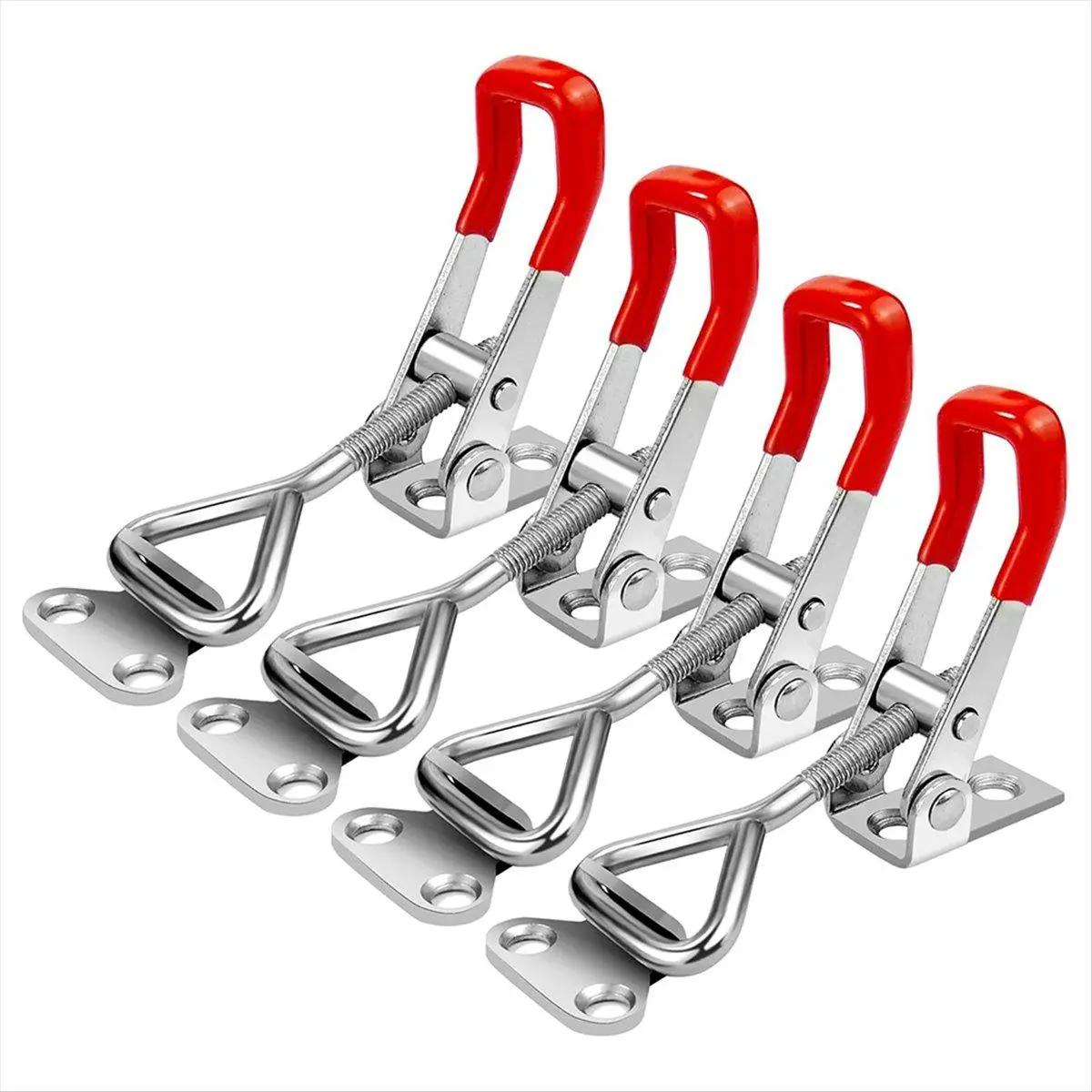 4-Pack Adjustable 304 Stainless Steel Toggle Latch Clamp (4001 Model) with 4.5in Anti-Slip Handle, 330lb Capacity, Adjustable Design for Smoker Lid, Cabinet Doors, Cooler Door, Garbage Cans, Storage Box