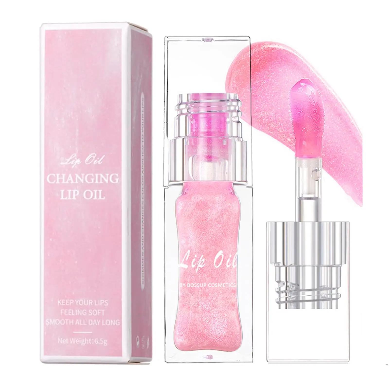 2024 New Boss Up Color Changing Lip Oil PH，Warm Change Glitter Lip Gloss，Upgraded Magic Big Brush Color Changing Lip Oil，Long Lasting Nourishing Lip Glow Oil Non-sticky Primer Lip Tint