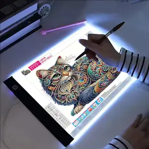 A4 LED Light Pad for Adult Diamond Painting Kit, Adjustable Brightness Drawing Light Board, USB Powered Art Lamp with Accessories, Digital Drawing Tablet, Graphics Drawing Tablet