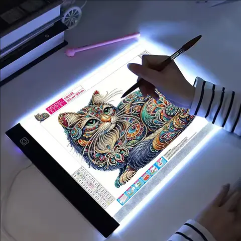A4 LED Light Pad for Adult Diamond Painting Kit, Adjustable Brightness Drawing Light Board, USB Powered Art Lamp with Accessories, Digital Drawing Tablet, Graphics Drawing Tablet