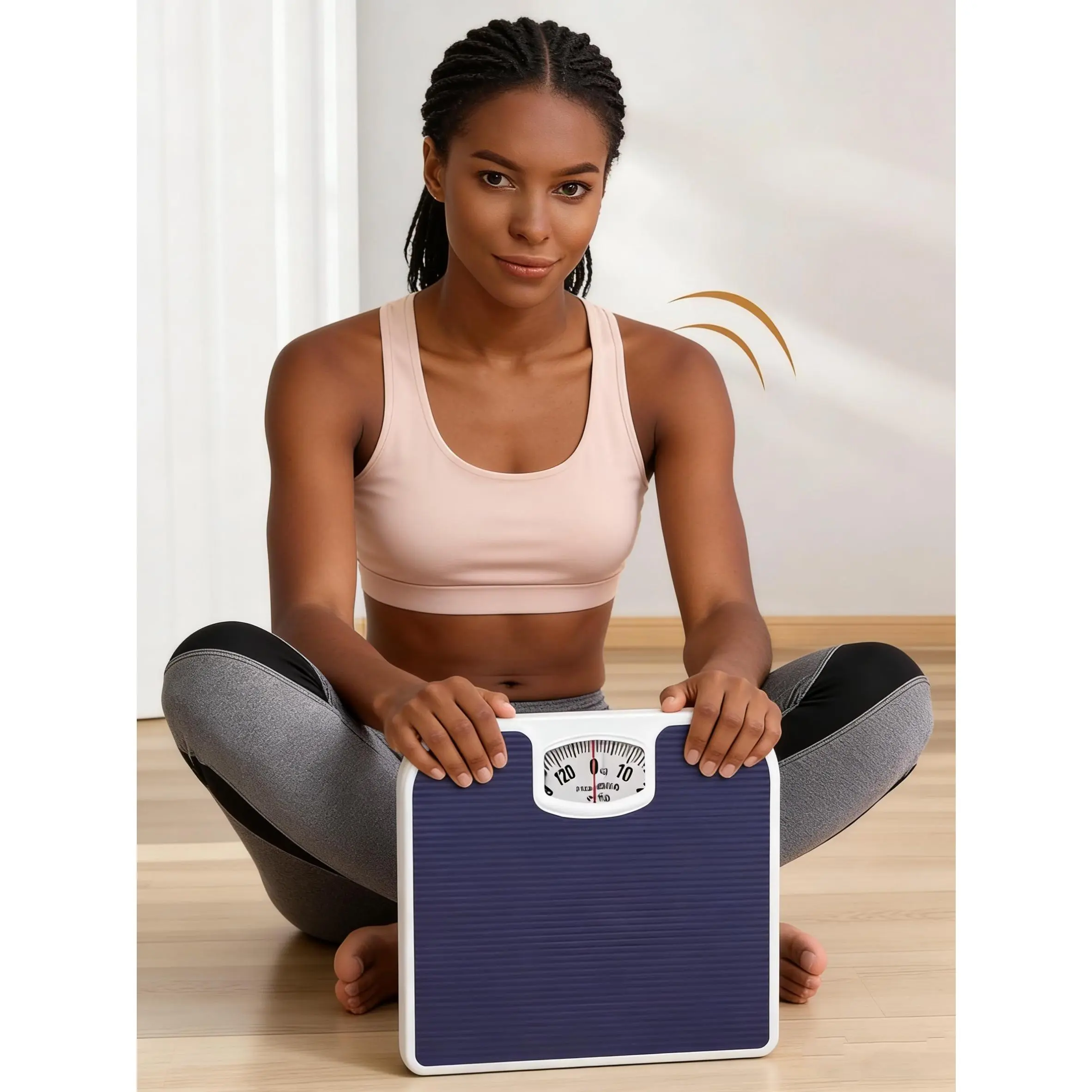 Analog Bathroom Scale for Unisex Weight Tracking - Blue, Mechanical Design with Textured Anti-Skid Rubber Surface, Large Numbers & 300 lb Capacity, 20-Year Assurance