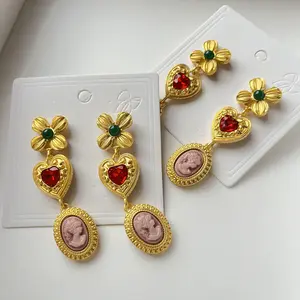 Vintage Love Charm Earrings - Elegant Design with Gold Finish - Perfect for Any Occasion girl jewelry trendy earring party earring