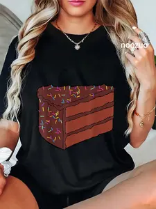 100% Cotton Chocolate Piece of Cake Halloween Costume Food Cosplay Party T-Shirt