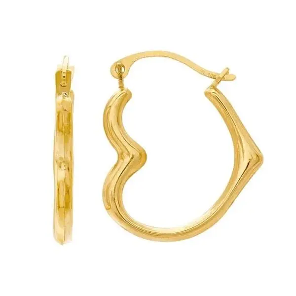 10k yellow gold heart hoop earrings