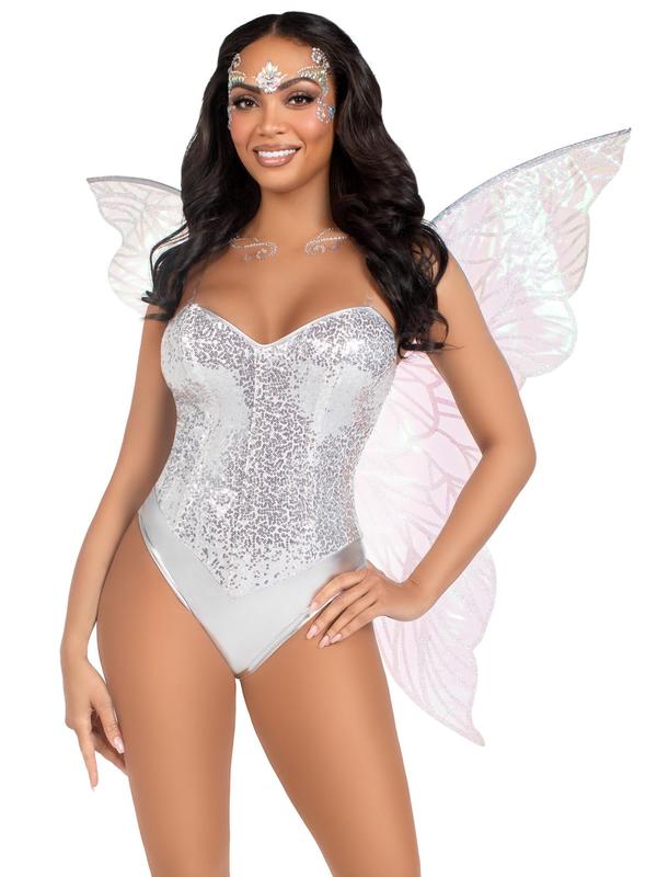 Leg Avenue Iridescent Strapless Fairy Wings - Lightweight Halloween Costume Accessory for Women's Bodysuits & Bras - U-Wire Design - Ethereal Fabric Changes Colors