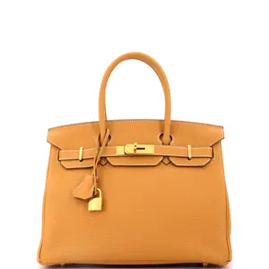 Pre-owned HERMÈS Leather Tote Bags REBAG Hermes Birkin Handbag Natural Sable Togo with Gold Hardware 30 by Rebag