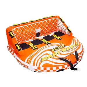 VEVOR Towable Tube for Boating,  1-4 Riders Inflatable Boat Tubes and Towables, 680lbs Water Sport Towable Tube for Boat to Pull - with Full Nylon Cover, 22 Grab Handles, Dual Tow Points & Safety Valve