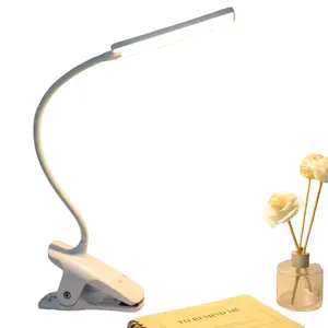 deaunbr LED Reading Light with Clip USB Rechargeable Book Lights, Eye Protection 24 LEDs Flexible Neck Night Bed Lamp, Touch Control Portable Clamp Desk Lamps for Bed Headboard, Computers