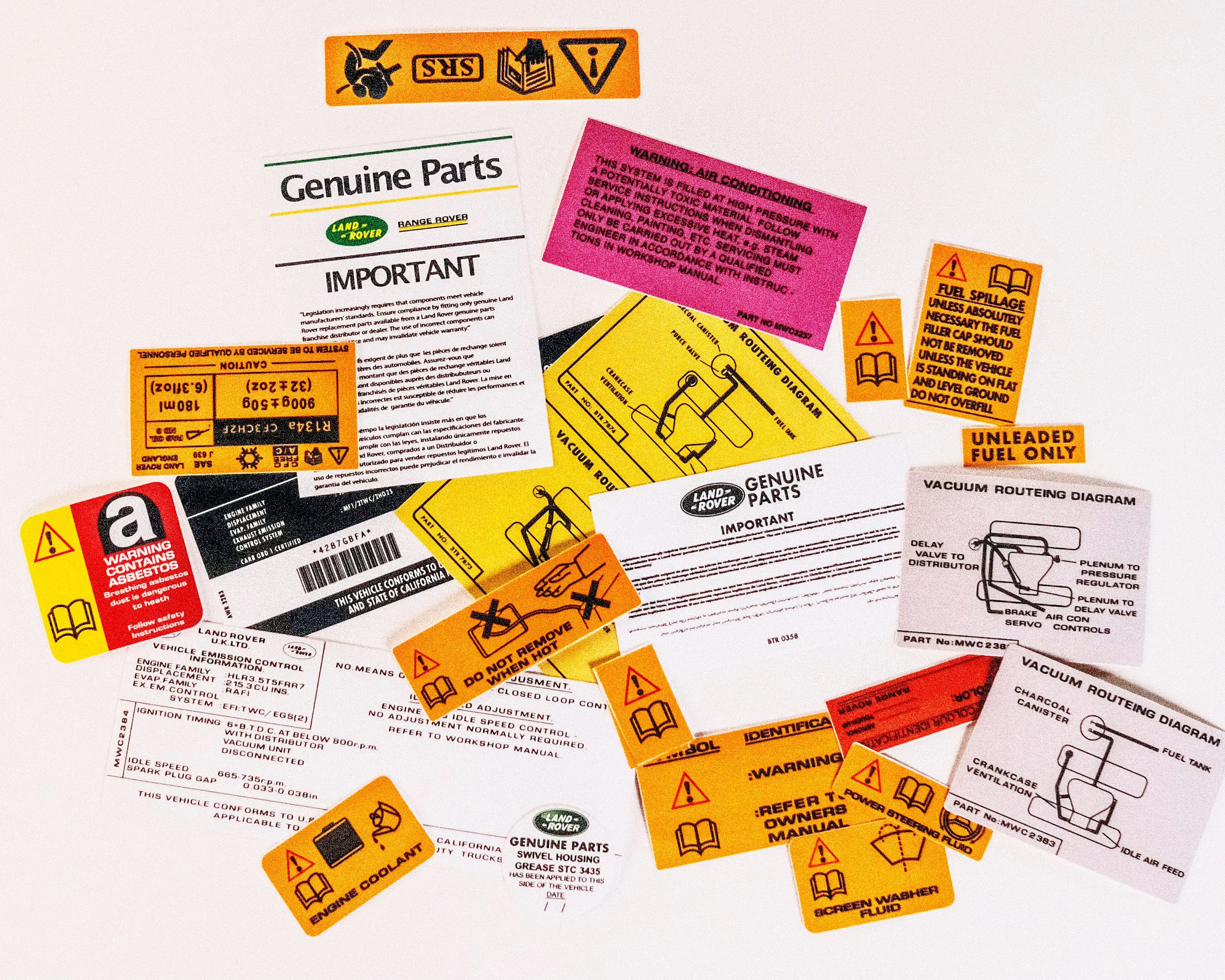 Range Rover Side Stickers OEM-Style Engine Bay Technical Stickers for Range Rover Classic ...