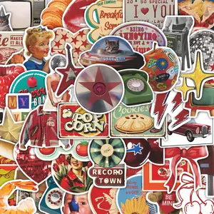 50Pcs Vintage Retro Stickers Pack, Waterproof 90s Nostalgia & Retro Aesthetic Vinyl Decals for Laptop, Water Bottle, Journal & Scrapbook, Retro Lover Gift, Durable Adhesive Stickers