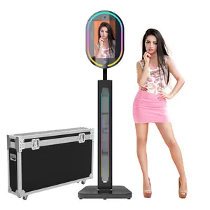 MWE Magic Mirror Photo Booth Touch Screen with Professional Photography Light,Software APP Remote Control Operation1200W Pixel HD Camera,RGB Surround Light (15.6in)