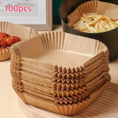 100pcs Non-Stick Air Fryer Liners, Square & Microwave Use, Easy Clean Single Sheet for Healthier Cooking, Parchment Paper Squares