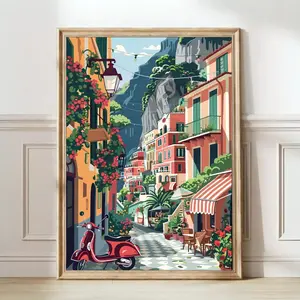 Positano Print Amalfi Print Positano Illustration Positano Travel Poster Amalfi Painting Travel Gallery Italy Print Vespa Print Nursery, Unframed