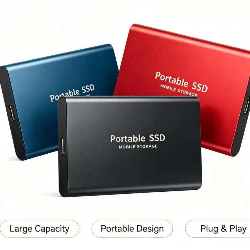 Portable SSD External Data Storage Drive - Large Capacity USB3.1-C Aluminum Alloy Frame, Type-C Plug & Play, File Transfer Compatible with Mac, Laptop, PC, Multiple Colors & Capacities Available， Portable Ssd Harddrive External Memory Storage