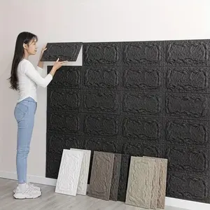 3D Self-adhesive Stone Wall Panel, 10mm Thickness PU Wall Panel, Interior Wall Decoration Wall Panel, Stone Wall for Accent Wall Decoration, Self Adhesive Wallpaper