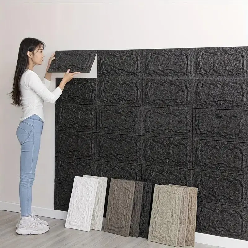 3D Self-adhesive Stone Wall Panel, 10mm Thickness PU Wall Panel, Interior Wall Decoration Wall Panel, Stone Wall for Accent Wall Decoration