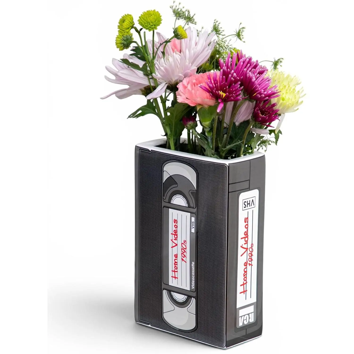 Vintage Inspired Flower Vase - Retro 90s VHS Tape - Nostalgic Gifts - Ceramic Vases - Funky, Retro, Quirky, Unique Home Decor Aesthetic - Living Room Accents - Pots for Plants