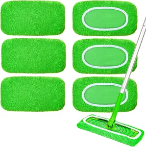 Absorbent Reusable Microfiber Pads (6 Pieces, Mop Not Included) - Compatible Wet Mopping Refills & Washable Dry Sweeping Cloths for Hardwood/Surface Floor Cleaning, Pet-Friendly Floor Care, Six Pieces