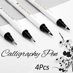 4-Pack Soft Brush Calligraphy Pens, Sign Pen Set for Lettering & Art, Art Drawing Supplies