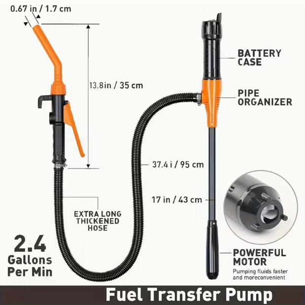 Portable Transfer Pump, Battery Operated Electric Siphon Pump-Easy to Use Hand Fuel Pump, Multi-Use Siphon Fuel Transfer Pump