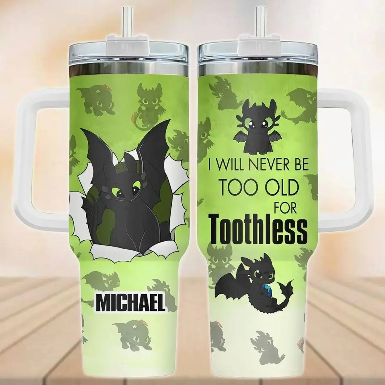 Night Fury Toothless Custom Tumbler 40oz, Cute Dragon Drinkware Tumbler, How To Train Dragon Tumbler, Funny Cartoon Tumbler Cup