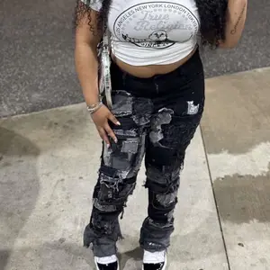 Patched Denim Jeans