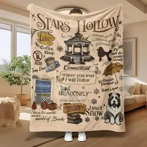 Gilmore Girls Theme Slogan Print Blanket, Soft Comfortable Anime Print Throw Blanket, Multi-functional Nap Blanket for Home Office Travel Birthday Anniversary Holiday Christmas Halloween