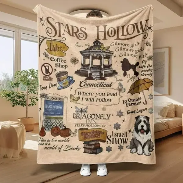Gilmore Girls Theme Slogan Print Blanket, Soft Comfortable Anime Print Throw Blanket, Multi-functional Nap Blanket for Home Office Travel Birthday Anniversary Holiday Christmas Halloween