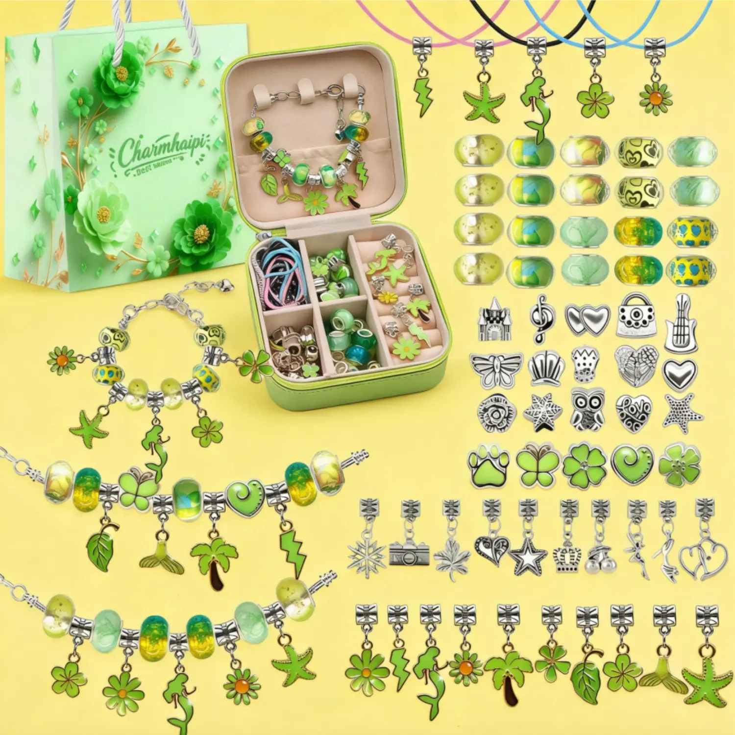 2026New Limited Spring DIY Jewelry Making Kit Charms Bracelets for Women & Necklaces 68Pcs Beads Pendants Kits Making Supplies Set Beading & Jewelry Making Handmade Craft Unique Design Special with Gift Box for Birthday Spring Holiday Gifts for Girlfriend
