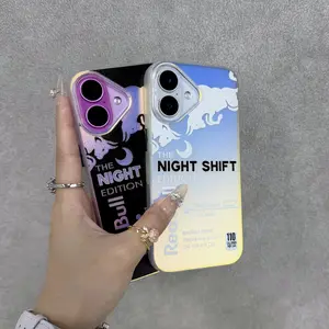 Neon Red Bull Rainbow Gradient Style Phone Case Compatible with iPhone 17/16/15/14/13/Pro Max/Plus/Air models Anti-slip and scratch-resistant phone case Colour-changing phone case