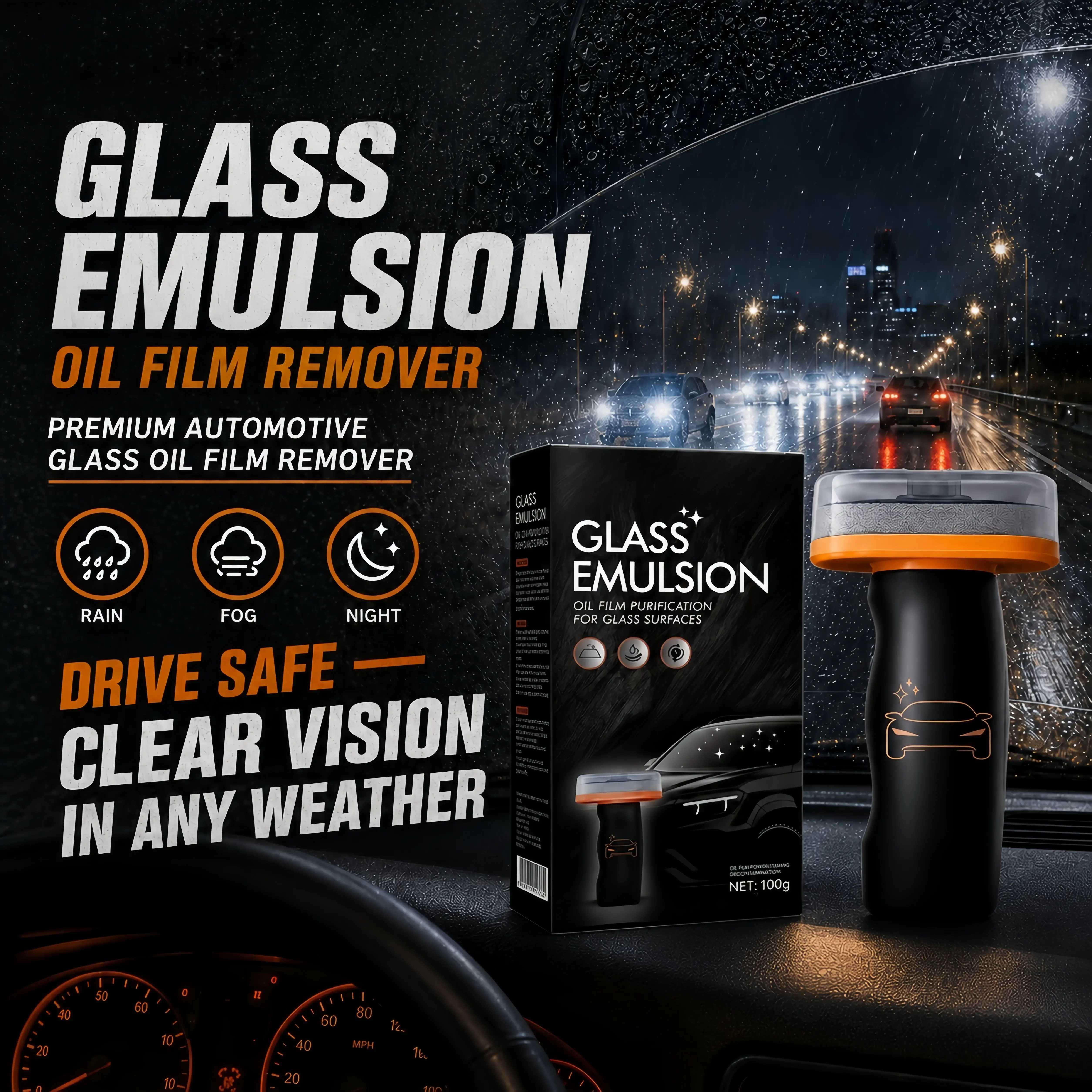 Automotive Handheld Oil Flmr Cream,GlassDecontaminationWithoutTraces, Window Oil FilmCleaning,FastCleaning, CompactAnd Easy To Cary-100gDegreaser Cleaner