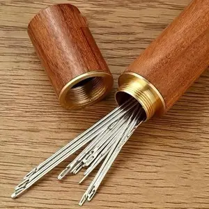 30 Counts Self-Threading Needles with Wooden Case for Sewing and Crafting Easy Thread Design Natural Wood Material Ideal for Various Projects multi-purpose household hand