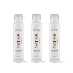NATIVE Deodorant Spray 3-Pack - Aluminum-Free, 72-Hour Odor Control, Quick-Drying, No White Residue
