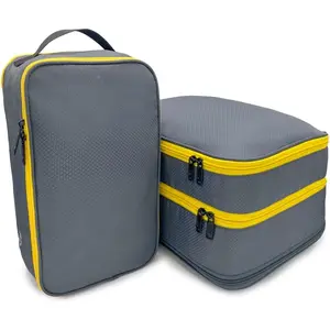 Double Deck Compression Packing Cube -2-in-1 Expandable Travel Organizer with Integrated Shoe Cube Compartment - Lightweight Packing for Carry-On or Suitcase