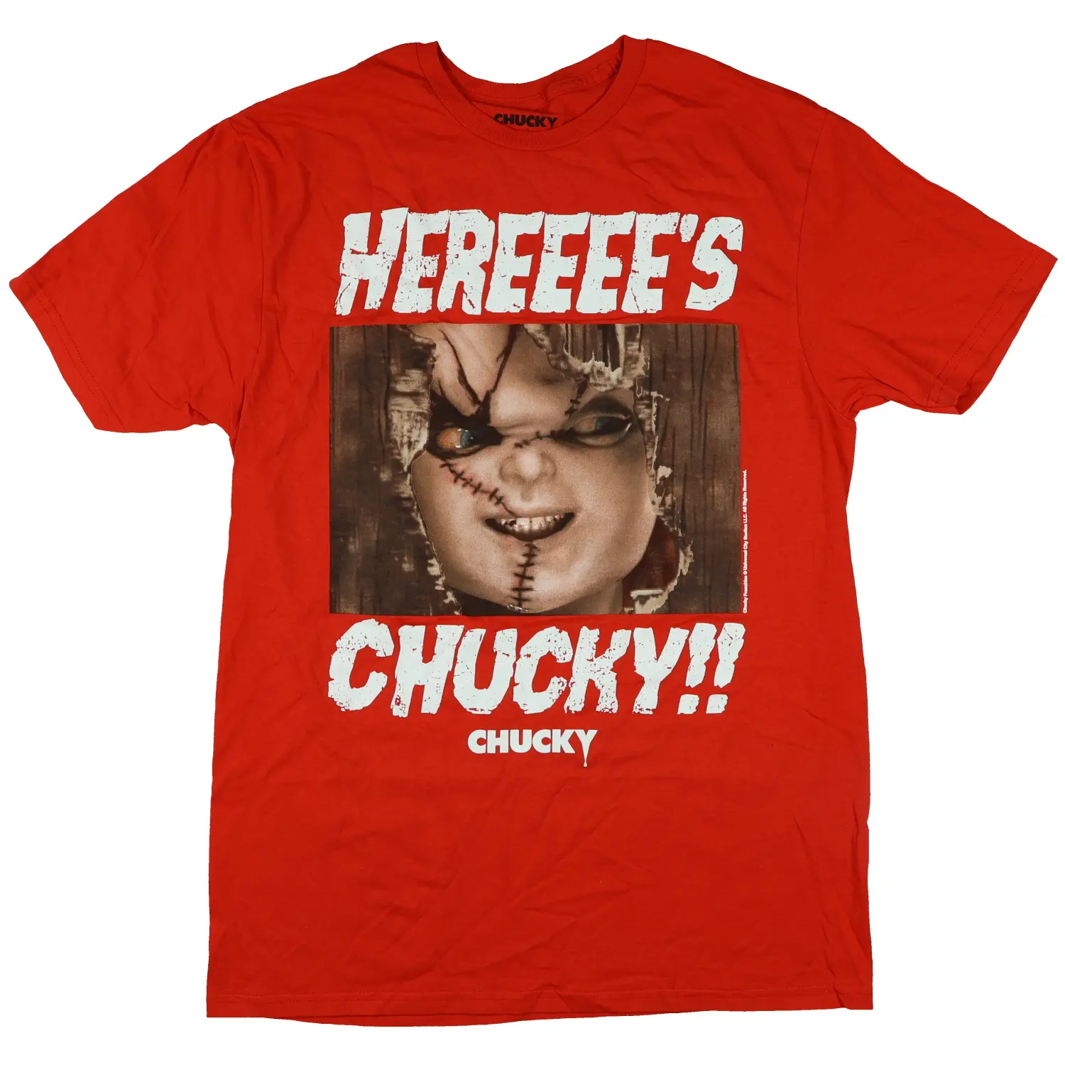 Chucky T-Shirt Men's Hereeee's Chucky Meme Short Sleeve Graphic Top