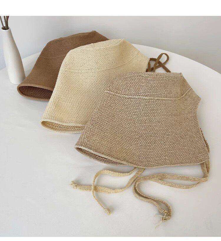 Cotton-Linen Summer Straw Hat — Sun Protection & Shade Hat | Seaside Woven Hat for Women | Vacation-Style Japanese Bucket Hat | Travel, Vacation, or Graduation Gift