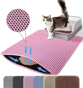Double-Layer Cat Litter Mat, Non-Slip Pet Floor Mat for Cats, Easy-Clean Litter Box Accessory