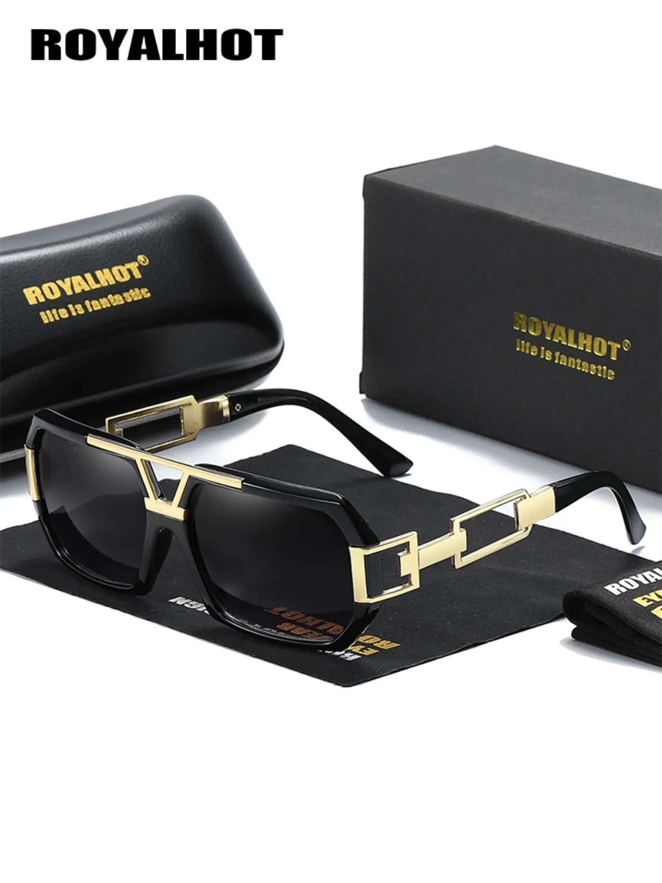 RoyalHot 1 Piece Unisex Full Frame Sunglasses，Square Frame Sunglasses UV400 For Driving