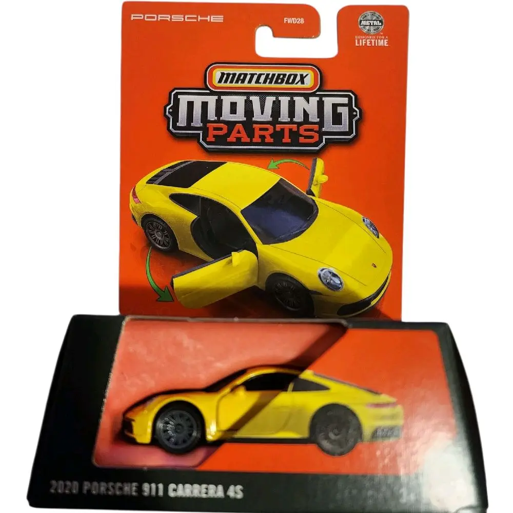 Matchbox Porsche 911 Carrera 4S Moving Parts 2020 Edition Yellow Diecast Car Model fwd28