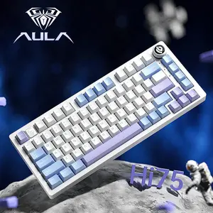 AULA X Leobog Hi75 Portable Mechanical Gaming Keyboard, 16 RGB Backlight Compact 81 Keys Wired Office Keyboard & Mac PC Tablet PS4 PS5 Xbox