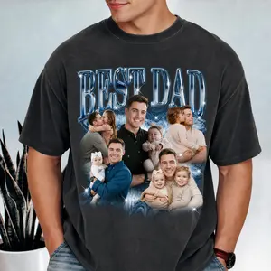 Custom Bootleg Rap Tee Shirt for Dad, 90s Graphic Tee, Best Dad Ever Custom Photo Shirt, Personalized Father’s Day Gift for Dad, Christmas Gift for Dad, Vintage Family Collage Tee, Unique Gift for Father Husband Grandpa