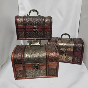 Vintage Style Treasure Chest Set  | Nesting Storage Boxes | Witchy Decor | Altar & Keepsake Boxes | Antique Look